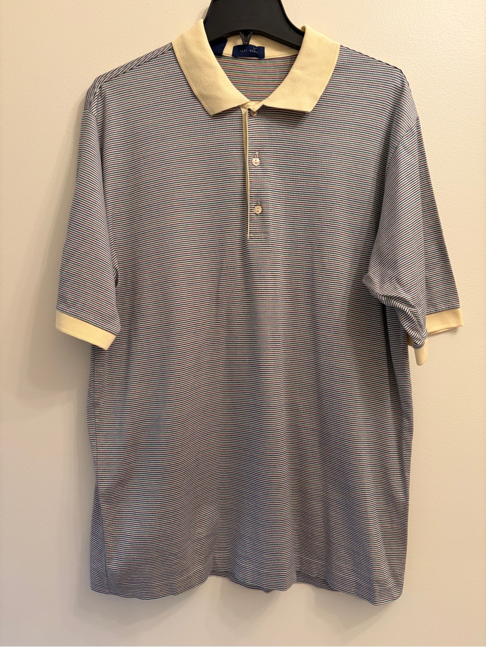 Vintage Jeff Rose | Classic Men's Striped Polo Shirt with Yellow Collar